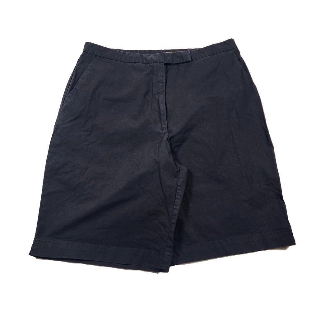 Eddie Bauer Shorts Womens 14 W32 Chino Baggy Navy Blue Bermuda Preppy Office